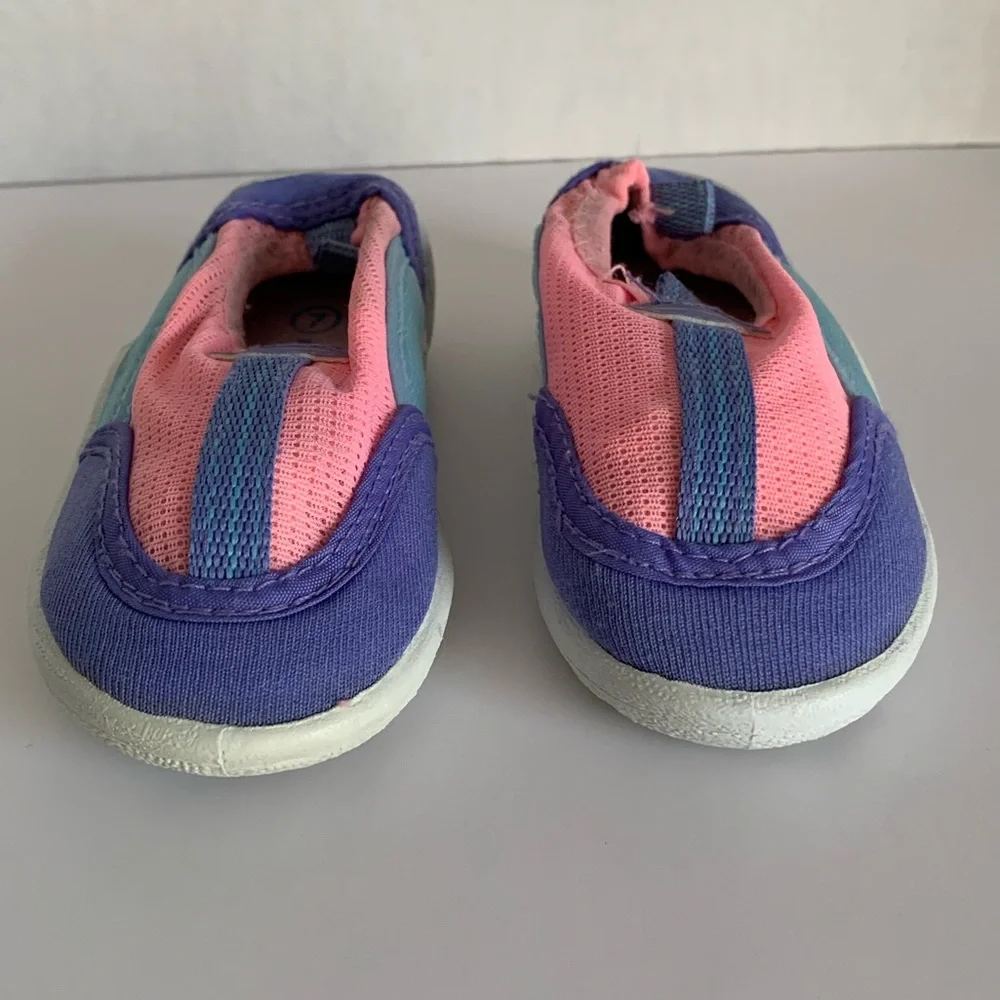 Prospirit Water Shoes Baby Girls Size 7 Blue Pink Pool Rubber Non-Slip Bottom